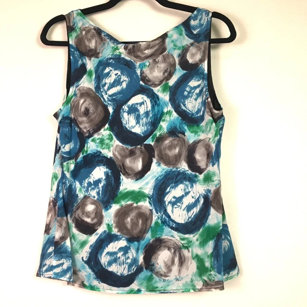 St. John Couture Abstract Print Blazer and Shell Top Set 10 Blue Green